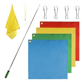 POHOVE 4 Pieces Horse Training Flag, Travel Guide Flag with 63 Inch Telescopic Pole, Handheld Flagpole, Retractable Horse Training Equipment, Horse Flag with Clips, for Horse, Lunging Training