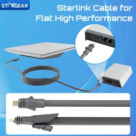 32.8FT Starlink Cable Flat High Performance Cable, 22AWG Starlink Accessories Replacement FHP Power Cord Waterproof with End Caps