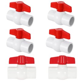 1/2'' PVC Ball Valves, Valve Water Shut Off Valves, Pipe Fittings, Turn Red T-Handle Shut-Off Valve, for Cold Water Supply lines, Swiming Pool, Sewage Pump, Irrigation System (Pack of 6)