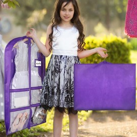 Syeeiex PVC Kids Dance Costume Bags,40 inch Clear Garment Bag for Dance Competitions,with 4 Medium Clear Zipper Pockets with 3" Gussetes