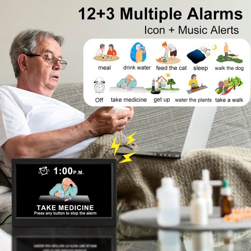 CAZOKASI Extra Large Impaired Vision Digital Alarm Clock with Day