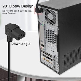 GELRHONR IEC320 C14 to Two C13 PDU Power Extension Cords, C14 Male to 90 Degree Double Curved C13 Female Power Cords for Computers, LED high Definition TV Monitors and scanners, etc (Down Angle 0.3M)