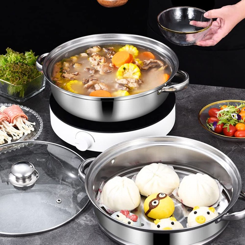 Steamer Pot for Cooking 11 inch Steamer Pot, 2-tier Multipurpose