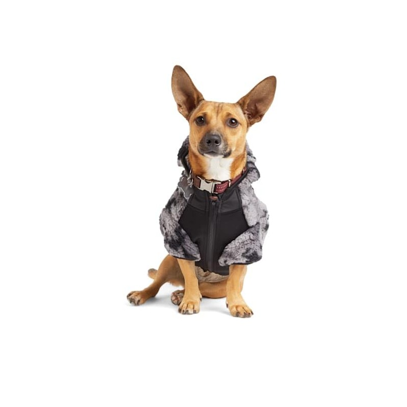 Reddy Black Sherpa Hooded Dog Jacket, X-Large