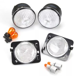 DEPO Auto Parts fit 07-09 Jeep Wrangler Side Marker + Bumper Signal Lights Combo 4 Pcs Set