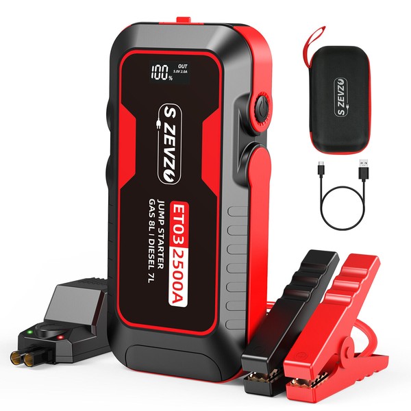 S ZEVZO Portabel Car Jump Starter Battery Pack 2500Amp Peak