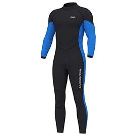 Hevto Wetsuits Men 3mm Neoprene Scuba Diving Surfing Wet Suit Keep Warm Back Zip in Cold Water Swimming Kayaking Jet Ski SUP (M01-Blue, XXL)