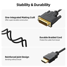 CZBRTH HDMI to DVI D Adapter Cable - Bi-Directional - HDMI to DVI/DVI to HDMI Adapter for Your Computer Monitor (HDMIDVIMM10)