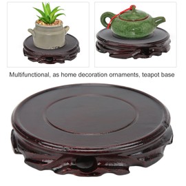 Oriental Furniture Wooden Display Stand Base Lotus Pedestal Vase Base Table Lamp Teapot Base Home Decoration(Inner diameter 12 height 2.5 cm)