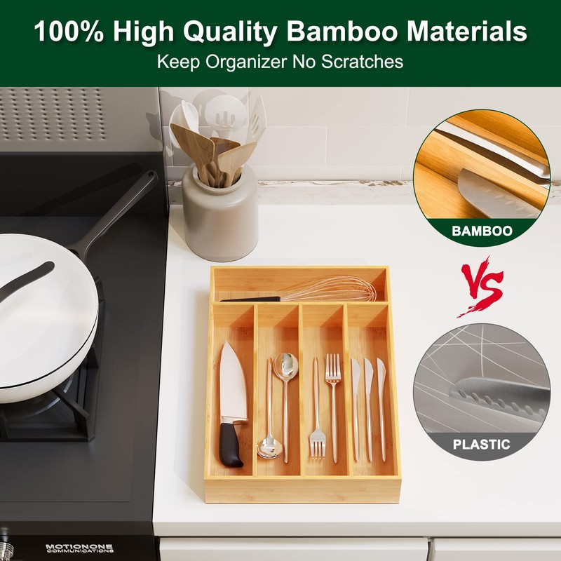Bellsal Utensil Organizer 10 Inch Silverware Tray for Drawer Utensil