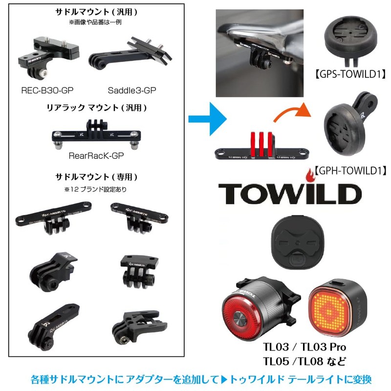 [Wrec-Mount] Safety Light Adapter for Go Pro Interface → TOWILD