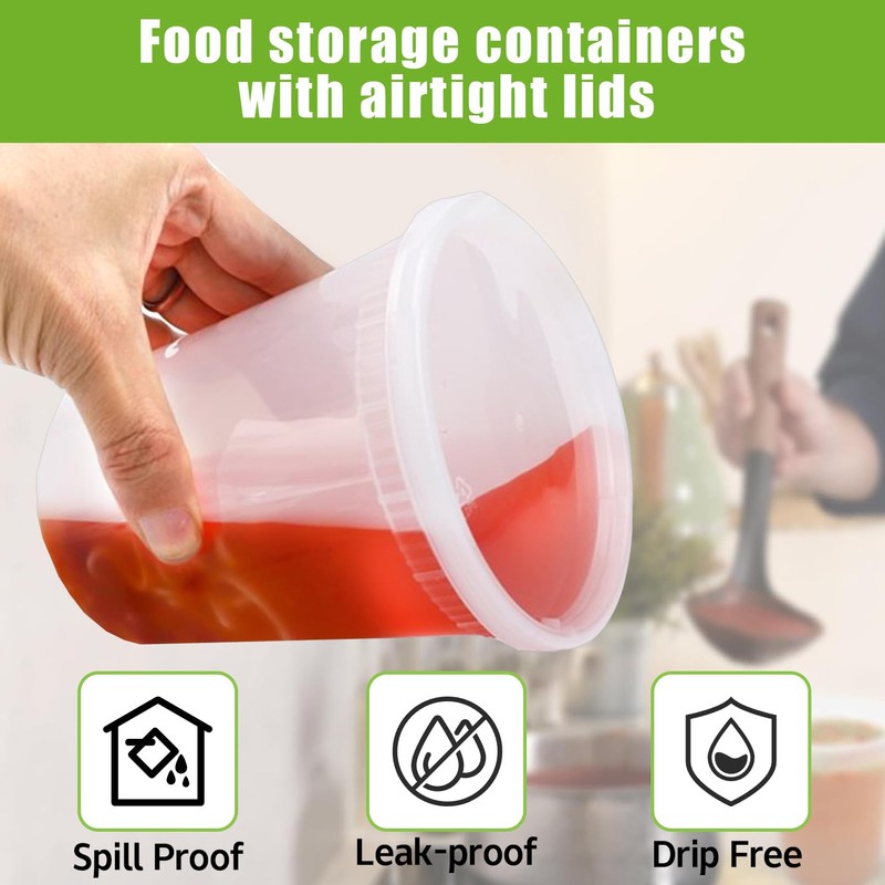 Xvvirnt 50 Pack Plastic Deli Containers with Lids,32 oz Food