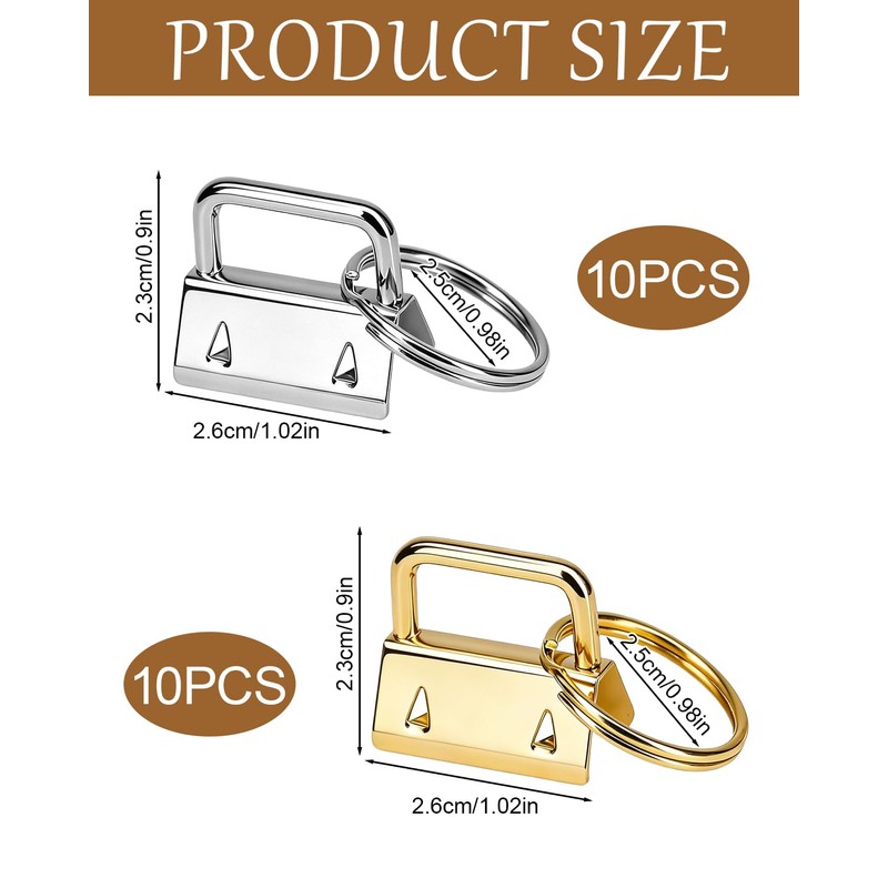 1In Key Fob Hardware Set with Keychain Rings Gold&Silver Keychain