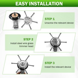 2pcs Steel Wire Grass Trimmer Head - Heavy Duty 6Inch Universal Quick Install, Upgraded 2025 for Tough Weeds, Brush & Debris (Silver-6 Steel Cables*2