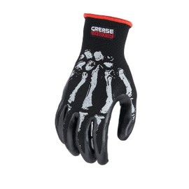 Grease Monkey Bone Series Foam Nitrile Mechanic Gloves with Grip, Work Gloves and All Purpose Gloves, Bones, Large Black