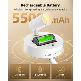 EZVALO Spot Lights Indoor,5500mAh Rechargeable Plants Spotlights with Remote,Wireless Mini Art Accent Spot Lights with Timer＆Dimmable, 3CCT, Uplights Indoor for Plants,Display,Artwork(4Pack-White)