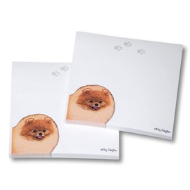 Pomeranian Sticky Notes Notepad - Red - 100 Sheets
