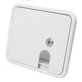 X-Haibei RV Trailer Electric Power Cord Cable Hatch White Camper Hose Storage Door Compartment Lock with 2 Keys W 4-3/4INCH, H:5-7/8inch