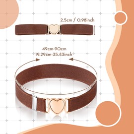 Mabor 2Pcs Girls Belt, Elastic Belts Adjustable Brown and Black Waist Belts Stretch Belts with Heart Buckle for Kids Teen Girls Women Pants Jeans Dress