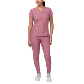 Adar Uniforms Women's P9400HWIN3X Medical Scrubs, Heather Wine, 3XL