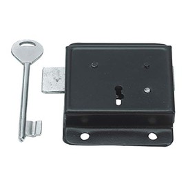 75mm 3" Press Lock Black - Face Fixing Door / Gate / Shed Lock with 1 Key