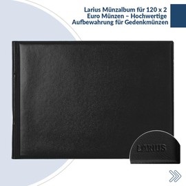 Larius Coin Album for 240 Coins, Commemorative Coins, 2 Euro Coins, Storage, Scrapbook (Black)