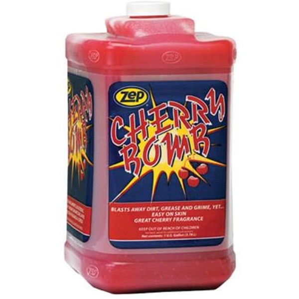 Zep Industrial Cherry Bomb Hand Cleaner, Pump included - 1 Gallon (Case of 4) 1049525 - The Go-To Industrial Hand Cleaner For Pros That Actually Works! (Cannot Be Sold in California)