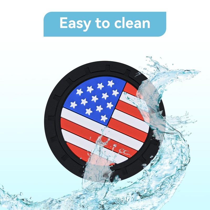 Alieemo 4PCS Car Cup Holder Coasters, 2.75 Inch American Flag