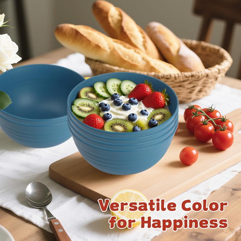Wrova 6-piece Wheat Straw Bowls sets 26oz,Alternative Plastic Bowls Reusable