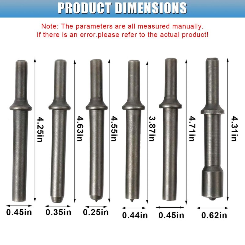 GAOLAOSY 7PCS Heavy Duty Smoothing Pneumatic Air Rivet Hammer Tools