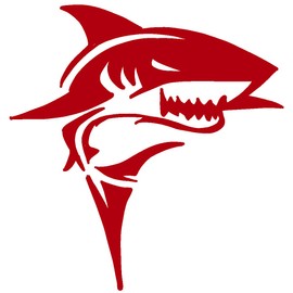 hBARSCI Shark Vinyl Decal - 5 Inches - for Cars, Trucks, Windows, Laptops, Tablets - Outdoor-Grade 2.5mm Thick Vinyl - Red