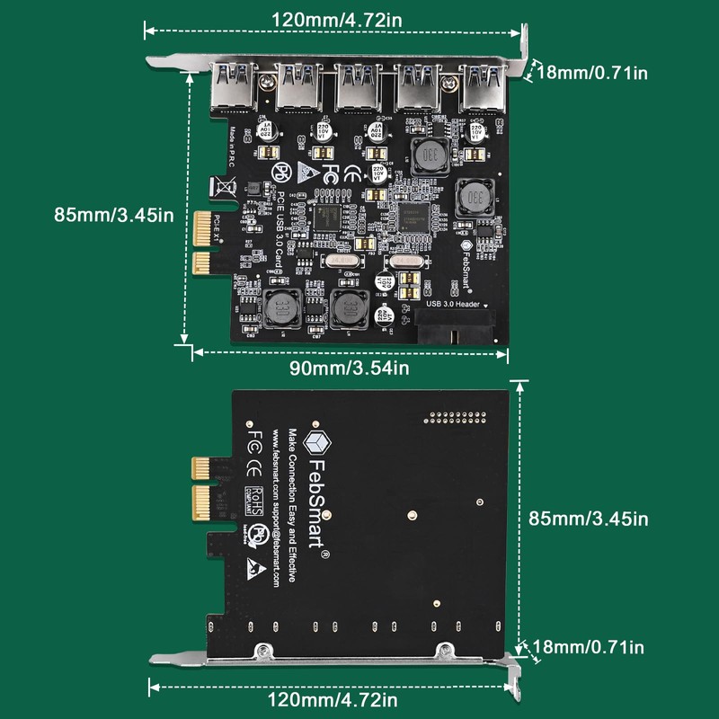 FebSmart Tarjeta de expansión de 7 puertos Superspeed 5Gbps USB