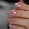 Light Pink Oval Nail Art Tips Mix Glitter Short Ladies