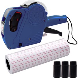 Price Gun Kit with 5000 Sticker Labels and 3 Extra Ink Roller Replacement, MX-5500 8 Digits Labeler for Retail Price Tags and Grocery Store Label Tags (Yellow)