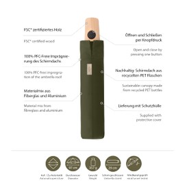 Doppler Nature Mini Pocket Umbrella 25 cm, Deep Olive
