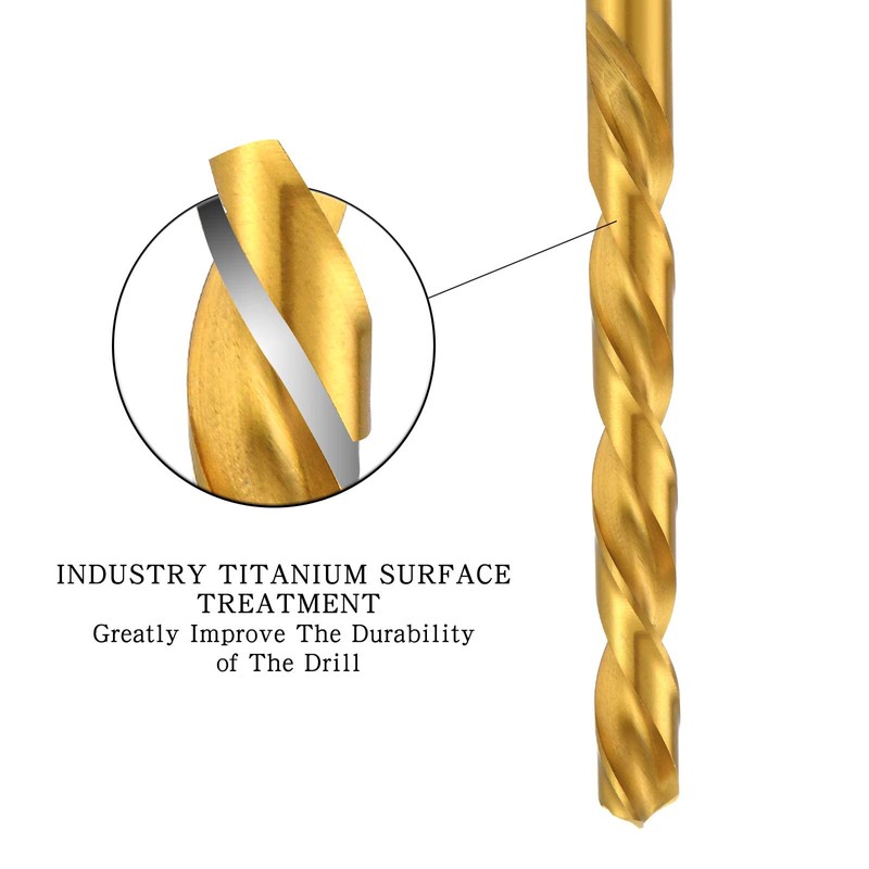 HUAZHICHUN Titanium Twist Drill Bits Set - 16 Pieces Premium