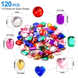 TeeLiy 1" Jewels for Crafting Assorted Colorful Flat Back Heart Shaped Jewel Gems Acrylic Rhinestones for Crafts, Manualidades Accesorios Decoraciones Costume Making Cosplay Jewels for Embelishments 120 Pack