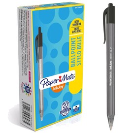 PaperMate InkJoy 100 RT Retractable Ball Pen with 1.0 mm Medium Tip - Black, Box of 20