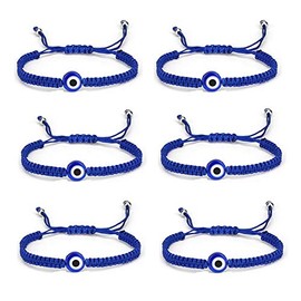 Evil Eye String Kabbalah Hamsa Hand Cord Bracelet Hand-Woven Adjustable Rope Fatima Hand Ancient Friendship Charm Anklet for Women Protection Lucky Jewelry-Blue Round, 9 inch, rope Resin, rope