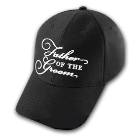 Father of the Groom Wedding Baseball Cap Black Hat with White Embroidery