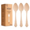 FOOGO Green 100pcs Elegant Disposable Wooden Spoons, FSC® Certified, 100x
