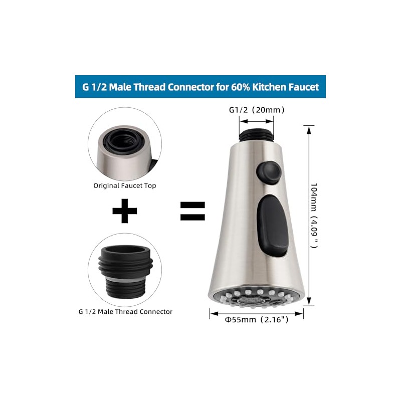 Universal Kitchen Faucet Head Replacement with 15 Adapter Kit Compatible