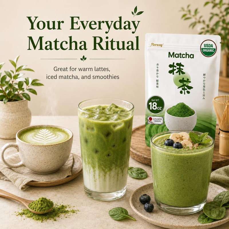 Japanese Organic Matcha Powder 18oz: Culinary Grade Green Tea Powder