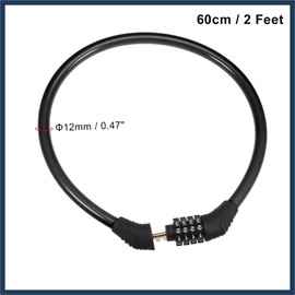 INFINAUTO Bike Cable Lock, 4 Digit Resettable Combination Lock, Black, 2 Feet Stylish Design