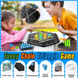 Chain Triangle Chess Game, Kids Strategy Game, Chain Chess Desktop Puzzle Game, Interactive Peg Board Game, Brain Burning Logical Thinking Puzzle Toy for Family Gathering Travel