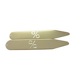 Gold Toned Etched Mathematical Percent Sign Collar Stays