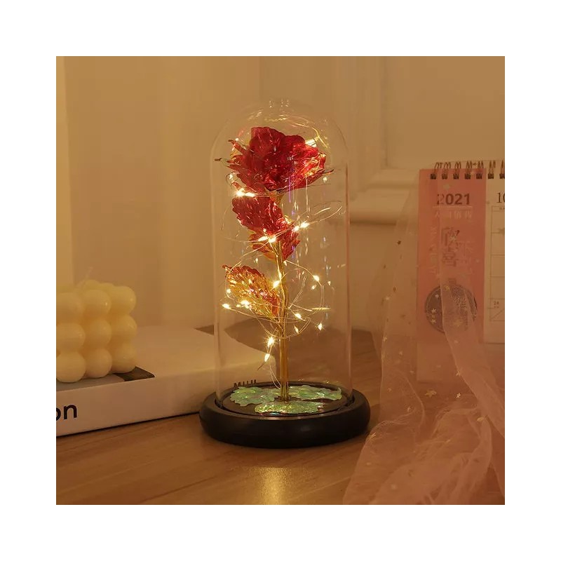 KH Rosa Eterna Led Encapsulad Cristal Regalo San Valentín Novia