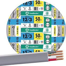 Southwire 13058322 50-foot 12-3 Gray Solid Cu UF-B W/G Cable