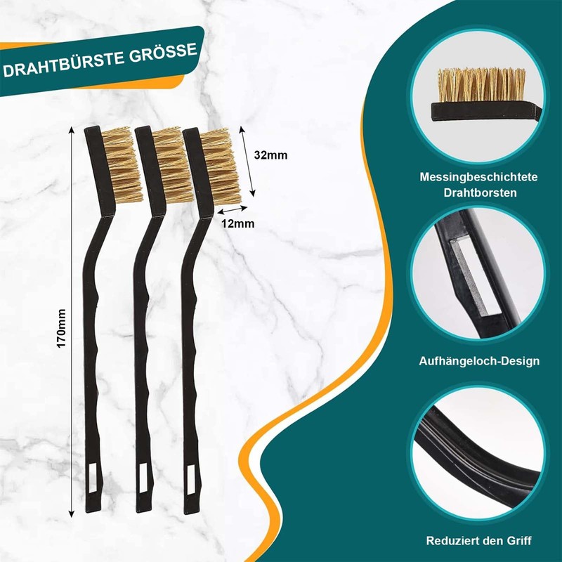 MANICAF Wire Brush Small Wire Brush Set, 15 Pieces Brass