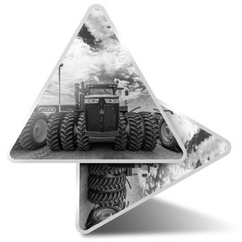 2 x Triangle Stickers 7.5cm - BW - Farm Tractors Farmer Fun Decals for Laptops,Tablets,Luggage,Scrap Booking,Fridges #36462